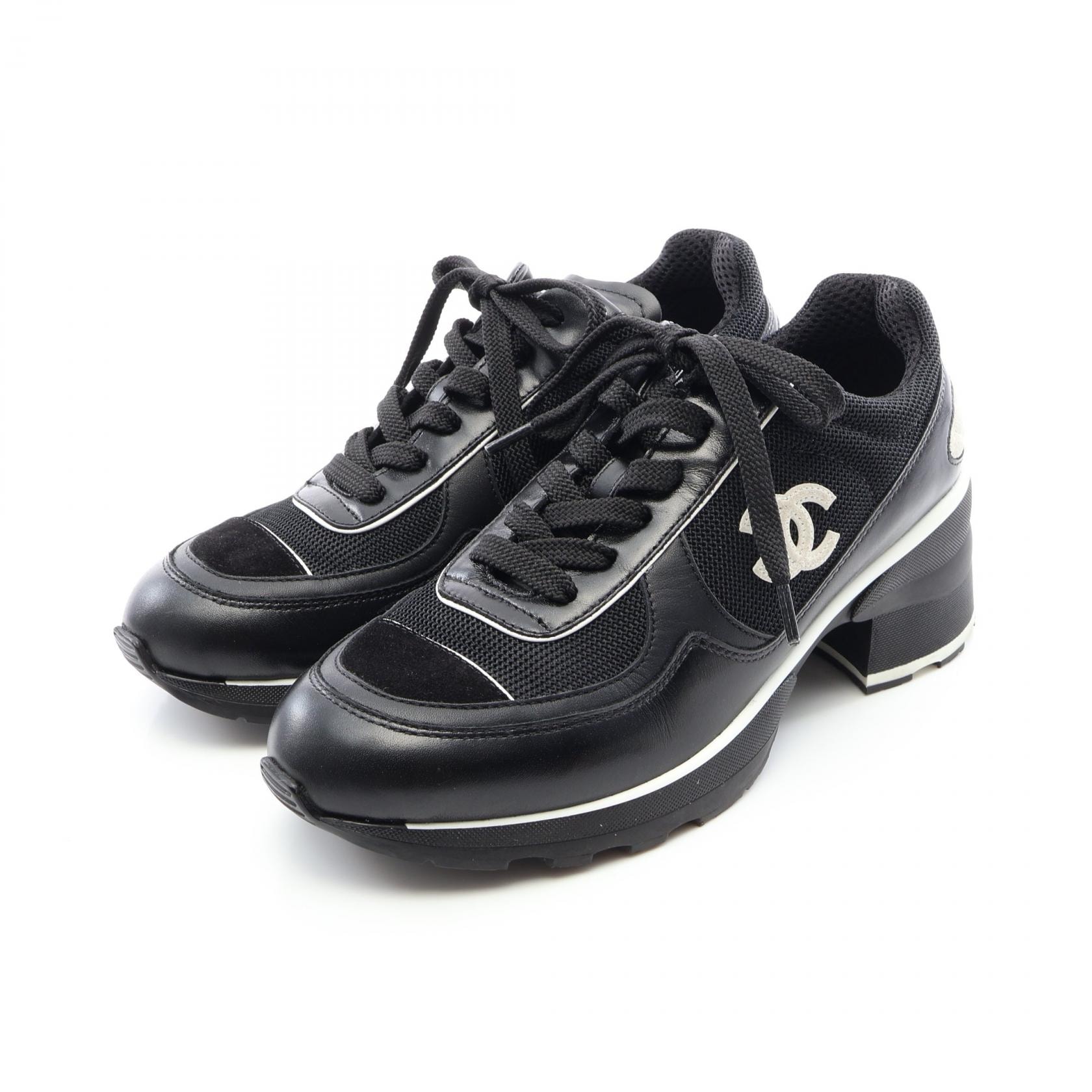 シャネル CHANEL ココマーク スニーカー 靴 レザー スウェード ファブリック レディース ブラック系 / ホワイト系 G46871 【中古】