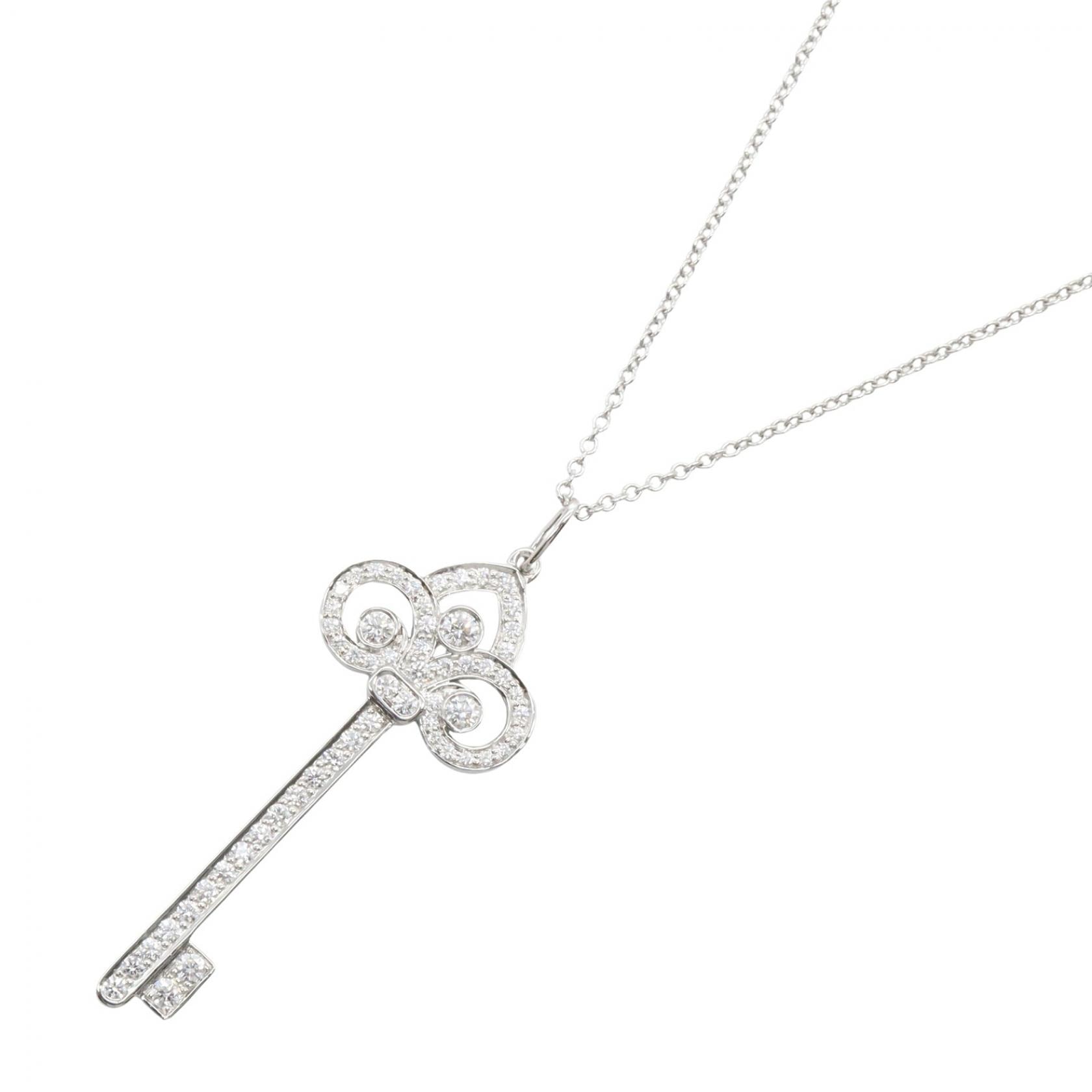 ティファニー TIFFANY&CO フルールドリス キーペンダント ダイヤ ネックレス ジュエリー Pt950プラチナ ダイヤモンド レディース シルバー系 GRP09483 【中古】