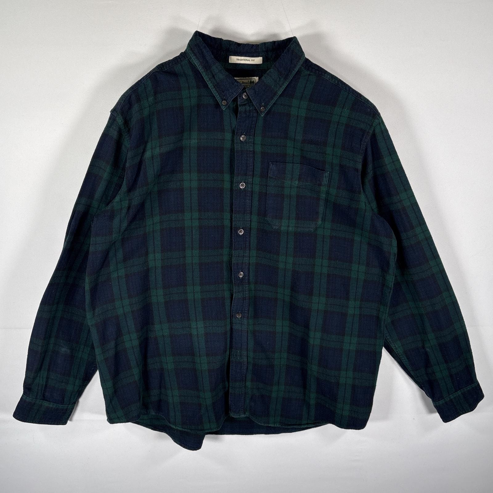 古着 エルエルビーン L.L.Bean 長袖 フランネルシャツ ボタンダウン チェック柄 大きいサイズ 14041  ネイビー系 メンズ