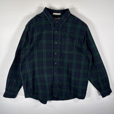 古着 エルエルビーン L.L.Bean 長袖 フランネルシャツ ボタンダウン チェック柄 大きいサイズ 14041 ネイビー系 メンズ