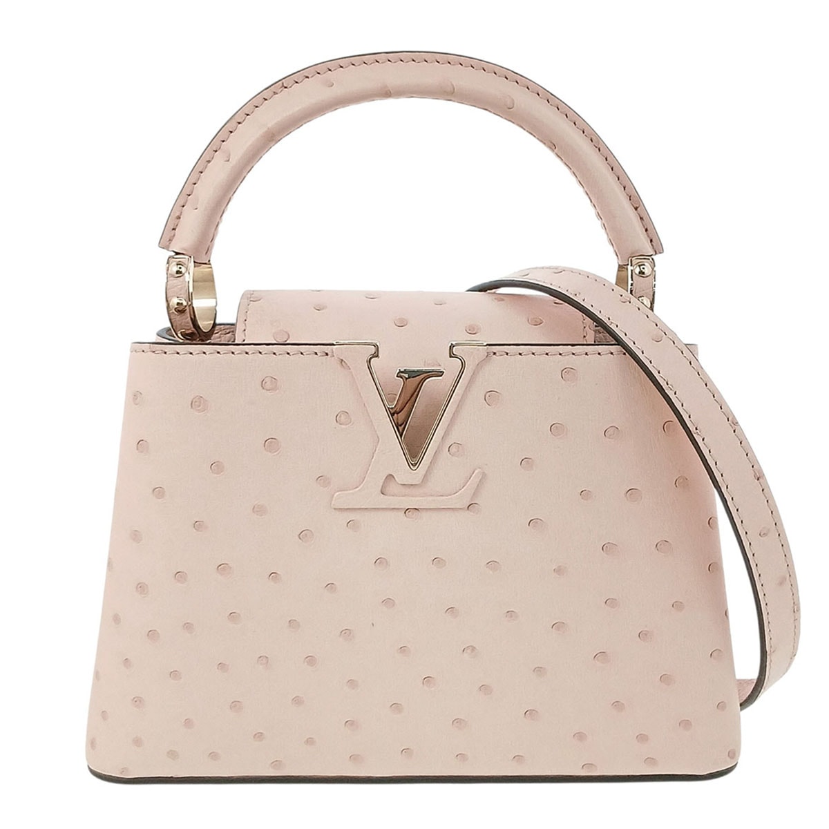 LOUIS VUITTON ルイ・ヴィトン カプシーヌ ミニ ハンドバッグ N99334 オーストリッチ ピンク レディース【中古】