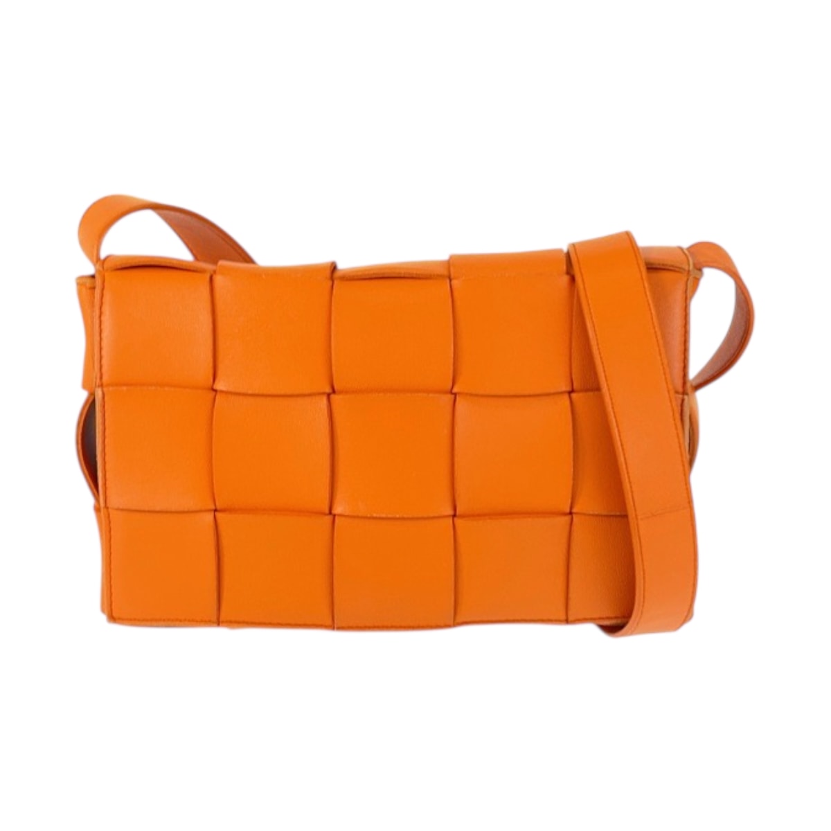 美品 BOTTEGAVENETA ボッテガヴェネタ マキシイントレチャート カセット オレンジ ゴールド金具 レザー ショルダーバッグ ポシェット 600613 【中古】