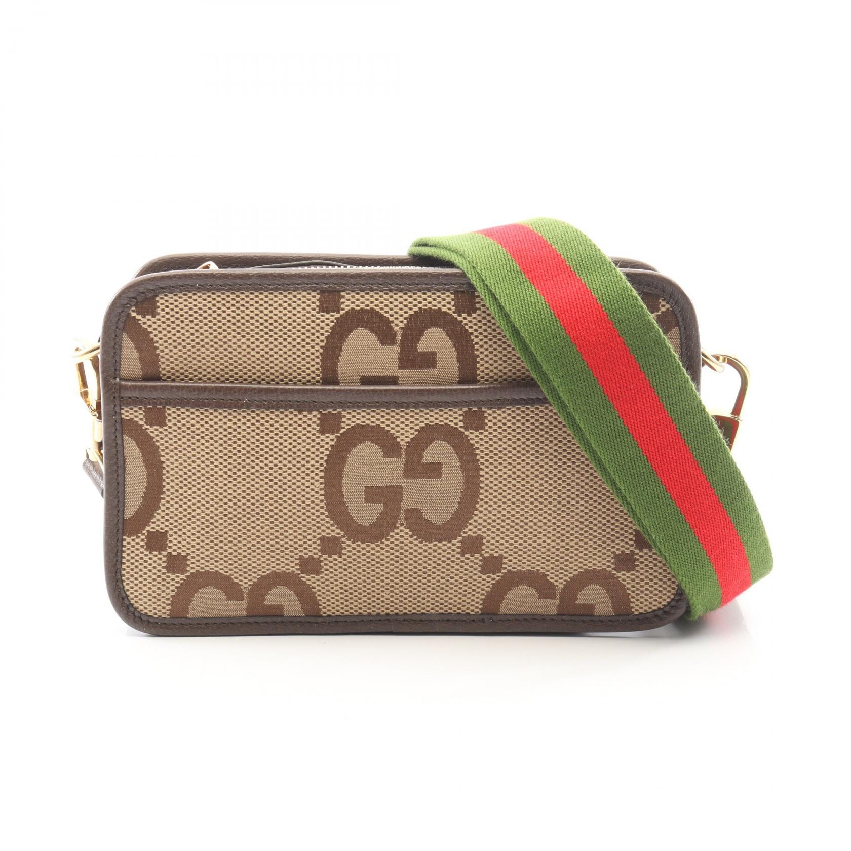 グッチ GUCCI ジャンボGG ミニバッグ ショルダーバッグ バッグ PVCコーティングキャンバス レザー レディース ベージュ系 / ブラウン系 696075 【中古】