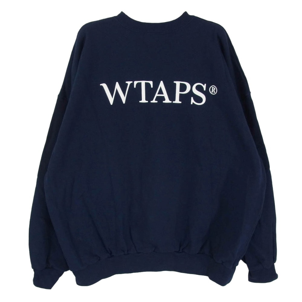 WTAPS ダブルタップス スウェット 22AW 222ATDT-CPM02S LOCKS SWEATER ロックス クルーネック ロゴ プリント スウェット シャツ ネイビー系 X04【中古】