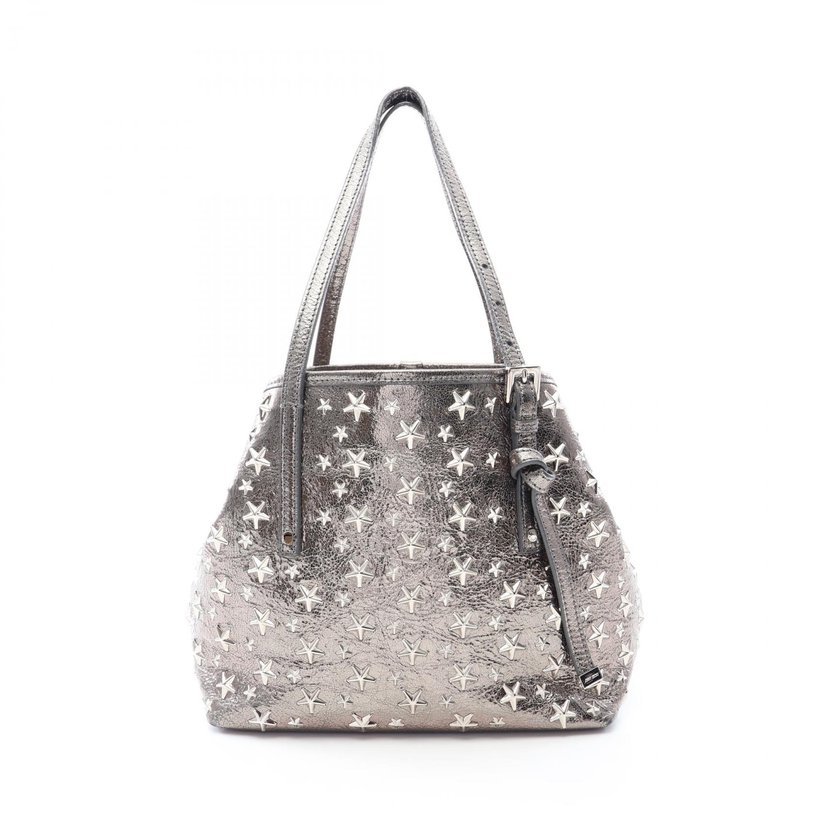 ジミーチュウ JIMMY CHOO SASHA サシャ S トートバッグ バッグ レザー レディース シルバー系 【中古】
