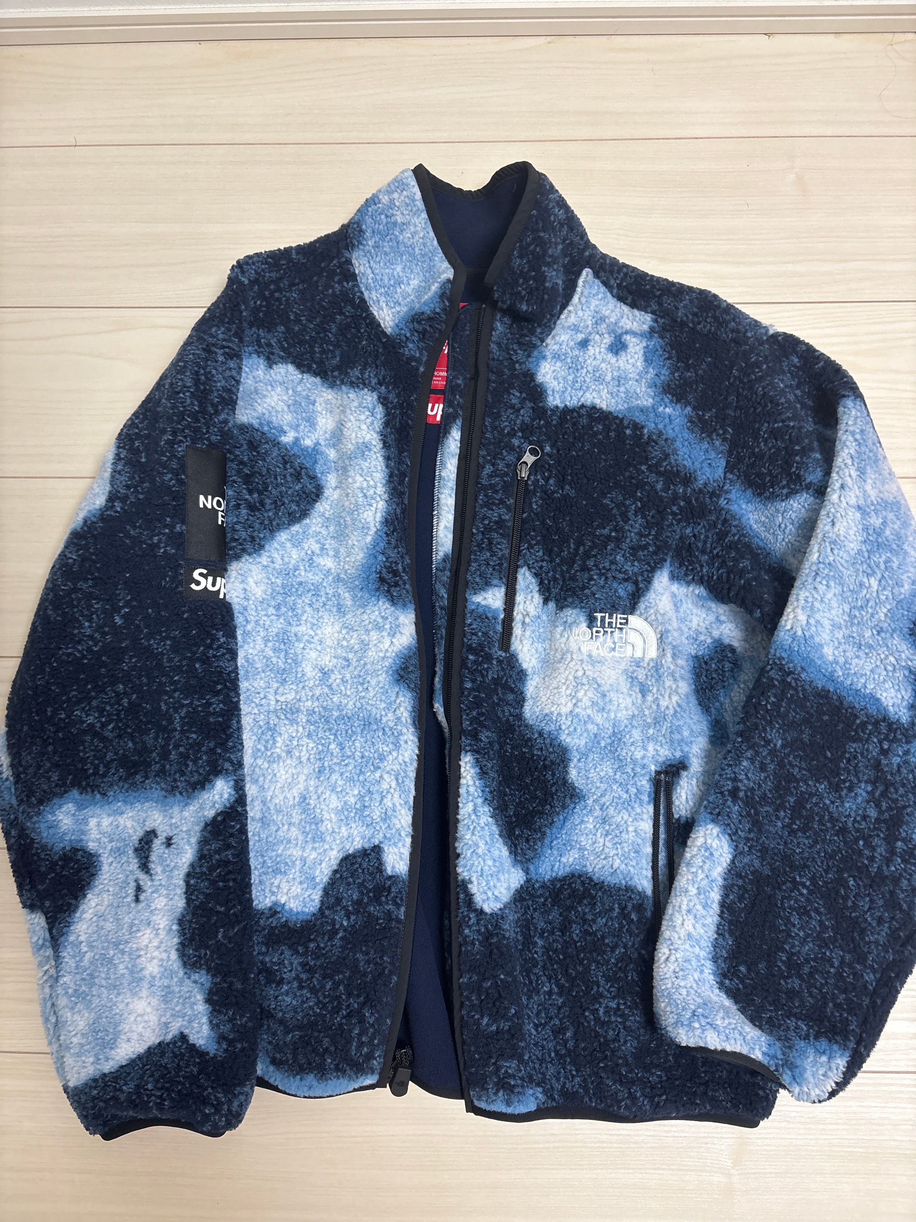 Supreme x The North Face Bleached Denim Print Fleece Jacket "Indigo"