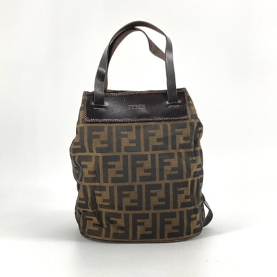 FENDI(フェンディ) ズッカ柄 レザー / ジャガードキャンバス 15822 ハンドバッグ ブラウン