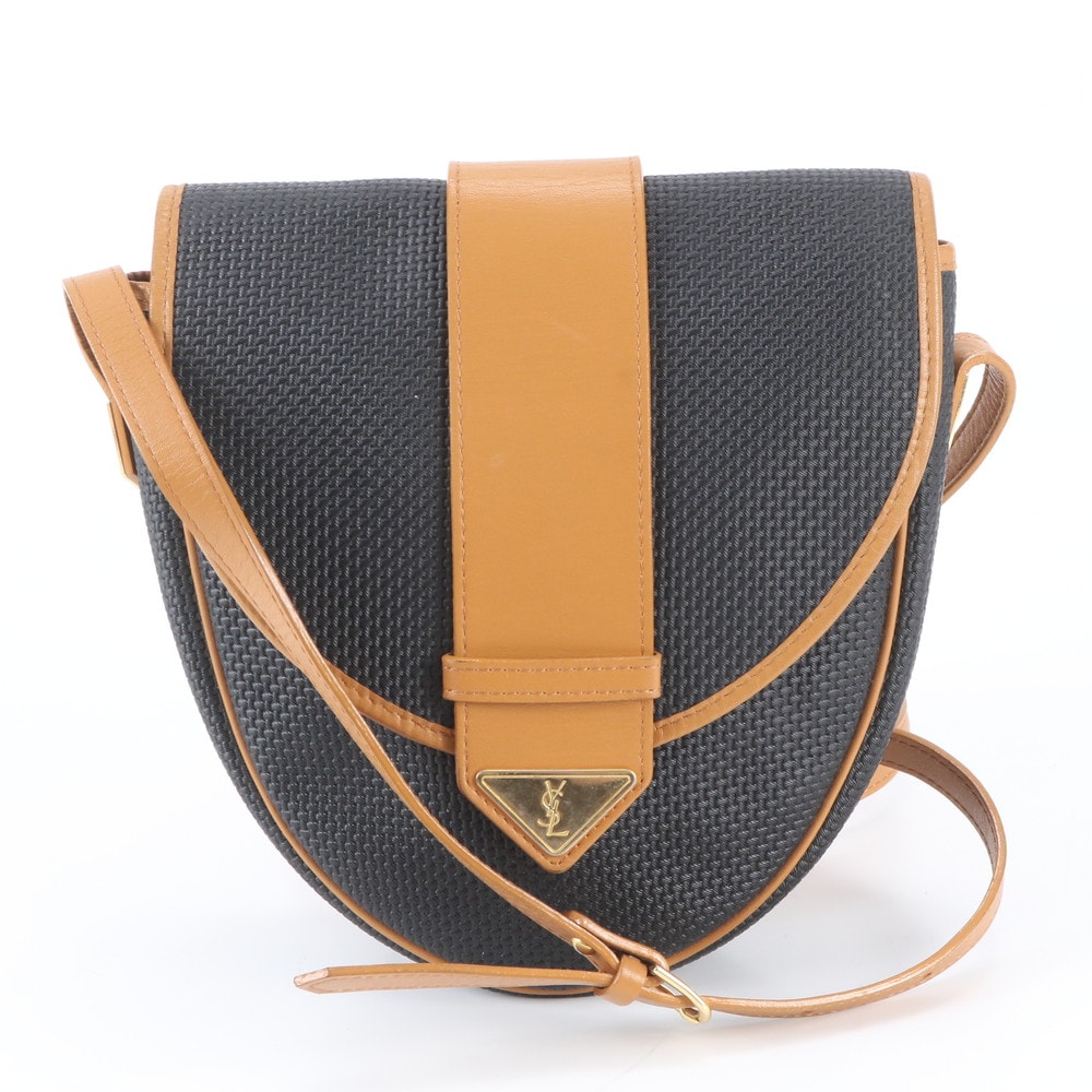 ■美品 イヴ サンローラン YSLショルダーバッグ レザー×ナイロン