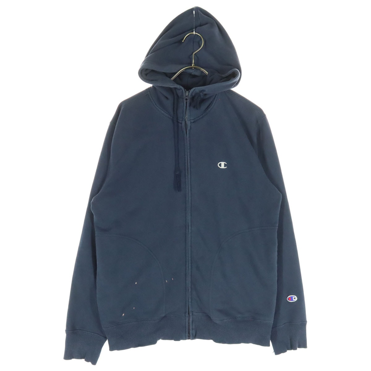 Champion チャンピオン ワンポイントロゴ 長袖 スウェット ジップパーカー M ネイビー