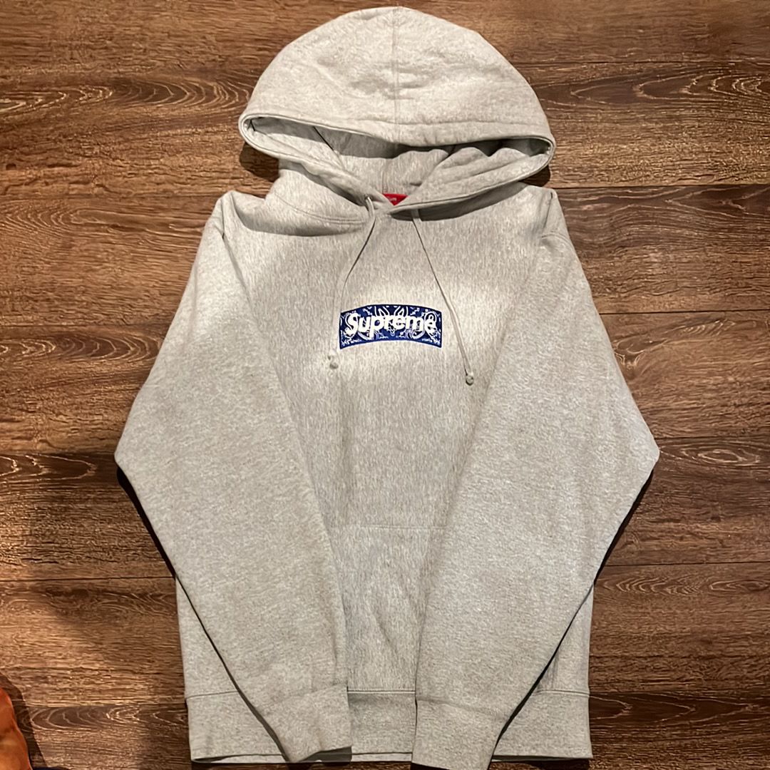 Supreme Bandana Box Logo Hooded Sweatshirt "Grey"