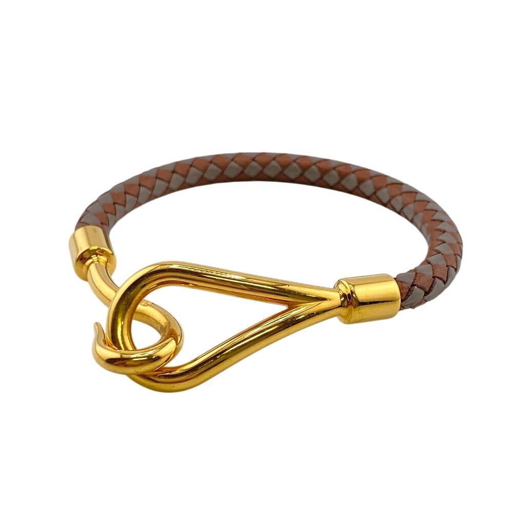 エルメス HERMES バングル ジャンボ ブレスレット 編み込み ブラウン