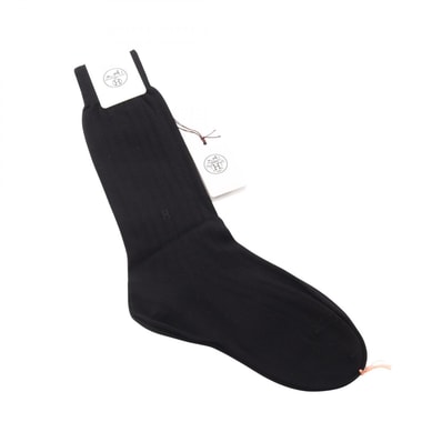 エルメス HERMES MI-BAS BRODE H TIGE BASSE 靴下 アクセサリー ウール メンズ ブラック系 【中古】
