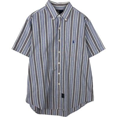 古着 ラルフローレン Ralph Lauren POLO by Ralph Lauren マルチストライプ 半袖 ボタンダウン ストライプシャツ メンズL相当/eaa644814