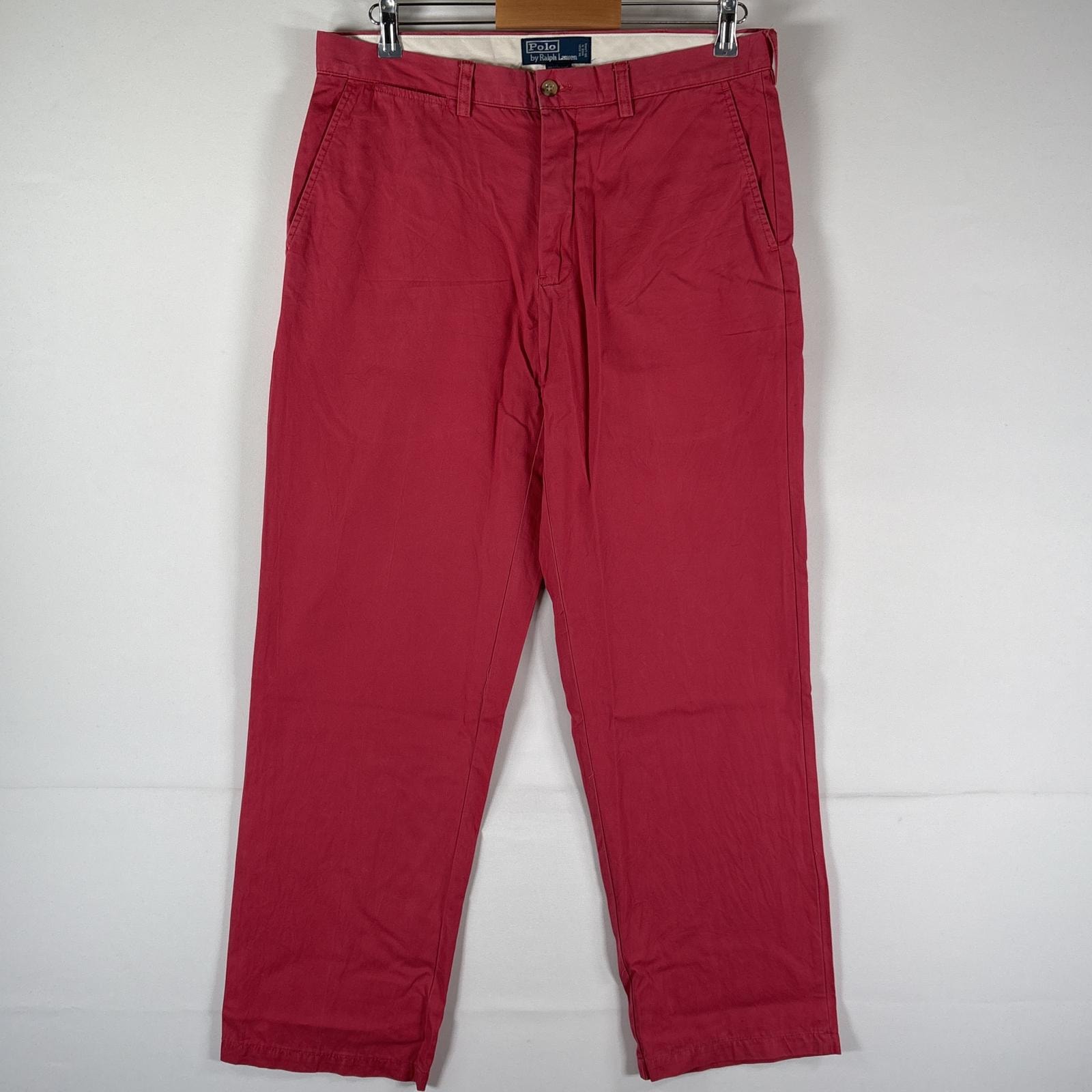 古着 ポロバイラルフローレン Polo by Ralph Lauren チノパンツ 長ズボン ボトムス ワンポイントロゴ カラーパンツ w33 L32  レッド系 メンズ