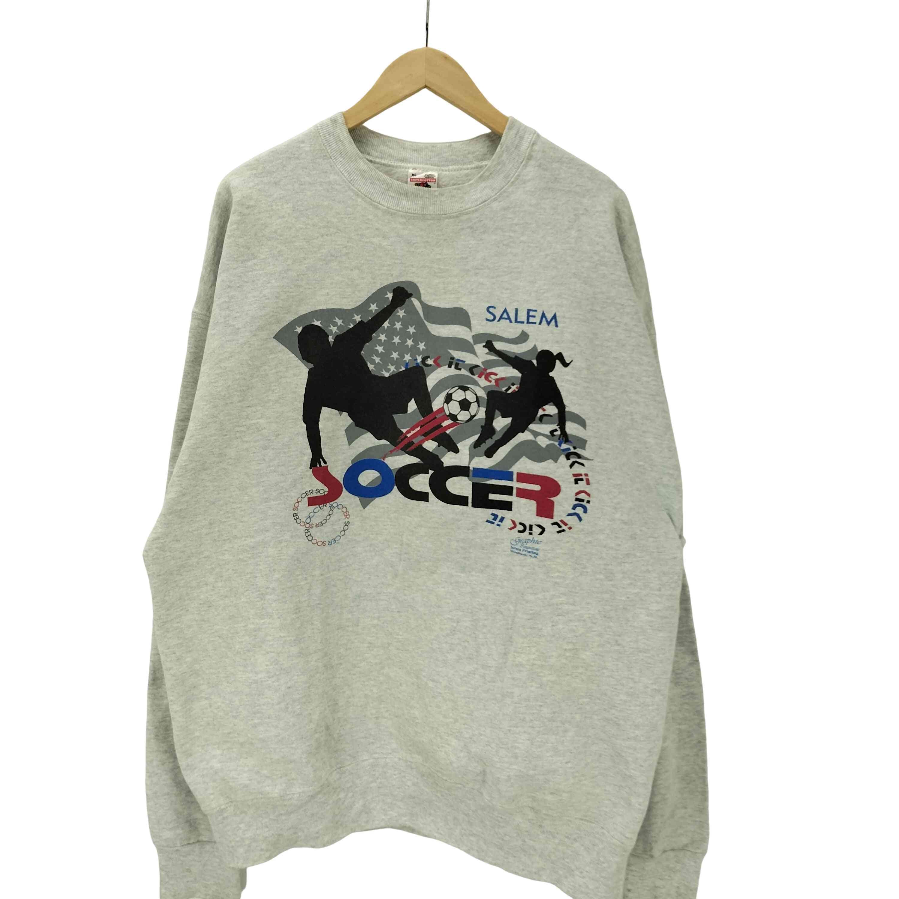 80-90S USA製 SUPERCOTTON SOCCER 星条旗 スクリーン プリント ヘビーウェイト スウェット トレーナー 霜降り ビックサイズ【1141129108525】