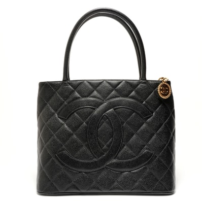 シャネル CHANEL 7番台 1997-1999 キャビアスキン メダリオン ココマーク トートバッグ【中古】