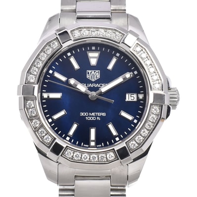 タグホイヤー TAG HEUER WAY131N アクアレーサー ダイヤベゼル ブルーシェル クォーツ レディース 美品 箱付き 腕時計 D#147233