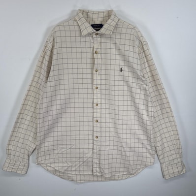 古着 ポロ・ラルフローレン POLO RALPH LAUREN 長袖シャツ ヘビーネル 大きいサイズ 14041 ホワイト系 チェック メンズ