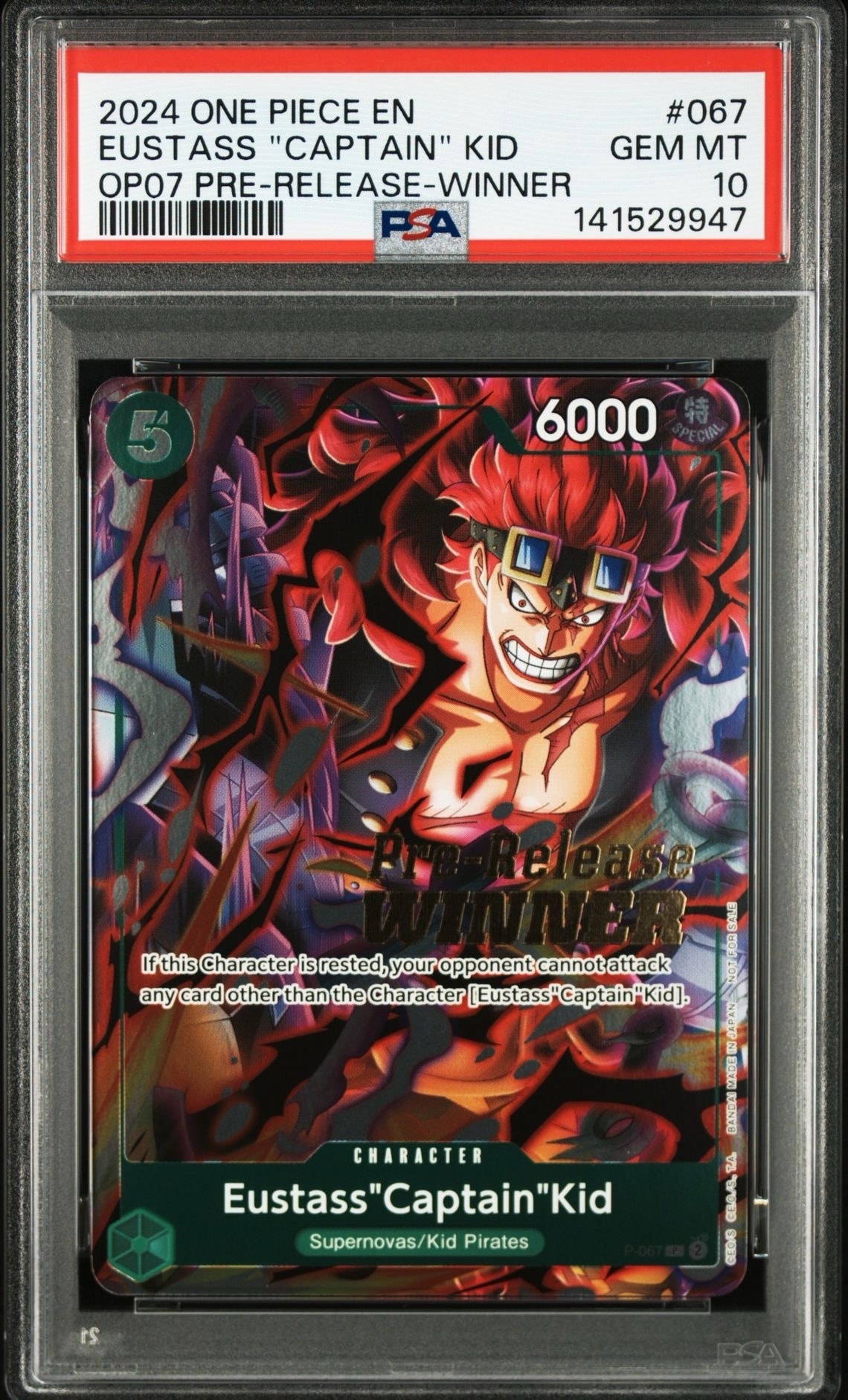 ユースタス・キッド：Winner P [P-067]【英語版】(プロモーションカード「OP‐07 プレリリース トーナメント」)