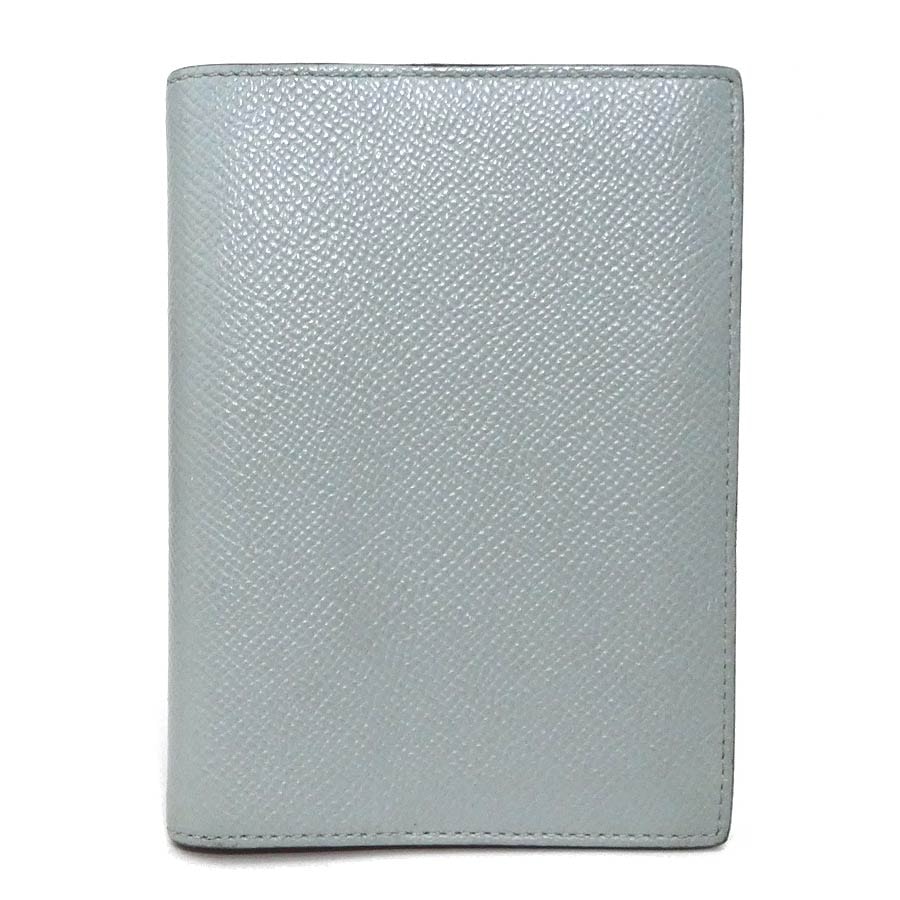 エルメス HERMES 手帳カバー レザー グレー/レッドオレンジ シルバー ユニセックス【中古】 e60937