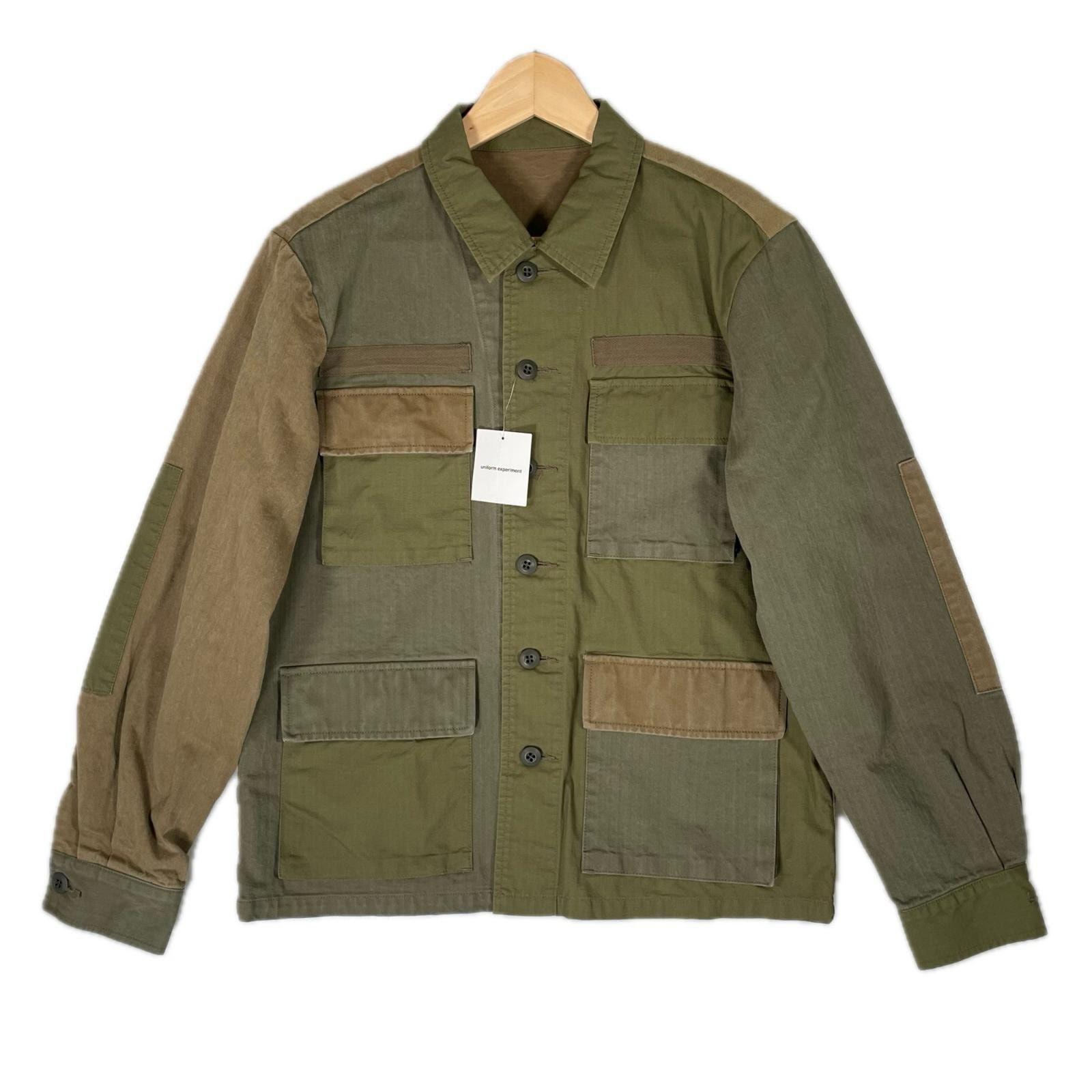 極美品 uniform experiment ユニフォームエクスペリメント 無地 春夏 SS ミリタリージャケット コットン グリーン メンズ 1【古着】【中古】