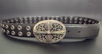 CHROME HEARTS クロムハーツ オーバルクロス バックル アイレット レザー ベルト 36
