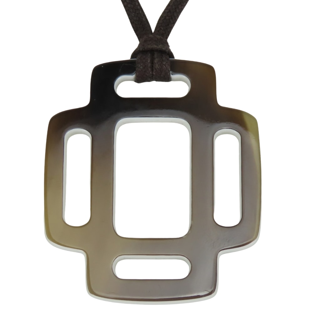 【中古】 エルメス ネックレス リズム バッファローホーン ブラウン ロング ペンダント アクセサリー レディース 女性 HERMES