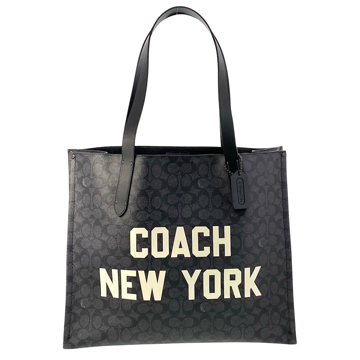 COACH コーチ シグネチャー リレー トートバッグ AB-A/CY806 レザー ブラック メンズ【中古】