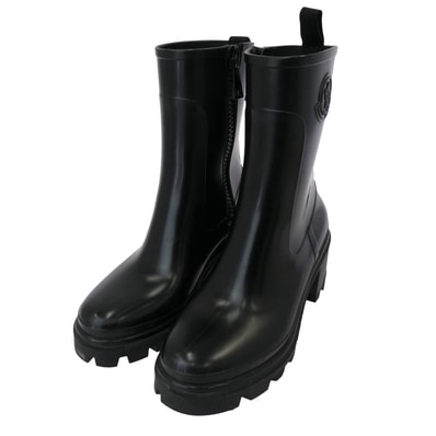 MONCLER モンクレール ブーツ サイドジップ ラバー レインブーツ ブラック系 37【中古】
