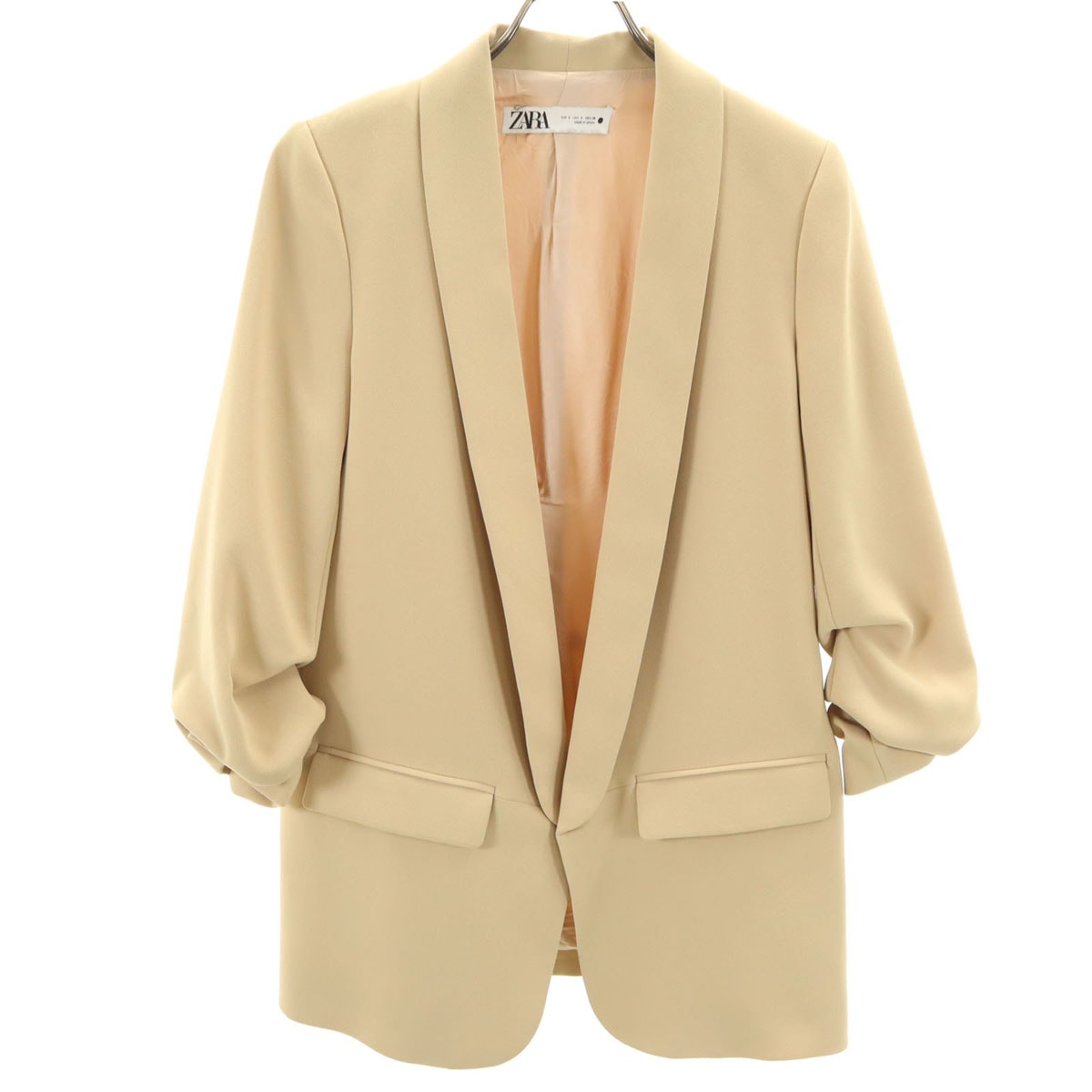 ZARA ザラ ロールアップスリーブ ジャケット S ベージュ