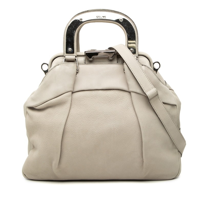 セリーヌ ロゴ ハンドバッグ ショルダーバッグ 2WAY ベージュ レザー レディース CELINE 【中古】