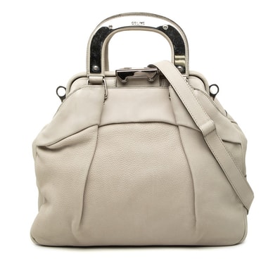 セリーヌ ロゴ ハンドバッグ ショルダーバッグ 2WAY ベージュ レザー レディース CELINE 【中古】
