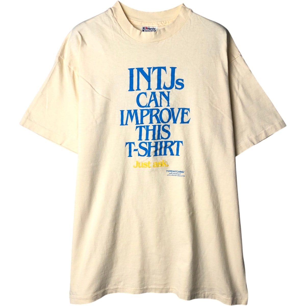 古着 80年代 ヘインズ Hanes BEEFY-T 青タグ メッセージプリントTシャツ USA製 メンズXL相当 ヴィンテージ/eaa649661