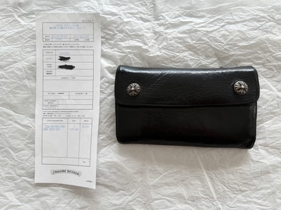Chrome Hearts Wave Cross Ball Button Leather Wallet "Black/Silver"