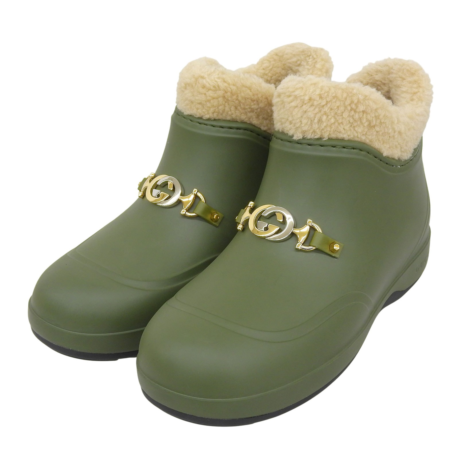 未使用品 グッチ ショートブーツ カーキグリーン レディース 38 627890