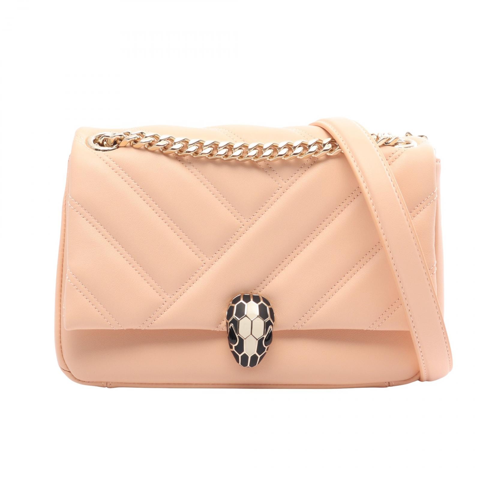 ブルガリ BVLGARI セルペンティ カボション ショルダーバッグ バッグ レザー レディース ピンク系 【中古】