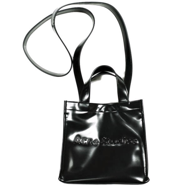 新品 Acne Studios アクネストゥディオズ 24SS イタリア製 Logo Shopper Mini ロゴショッパーミニ ブラック 定価64,900円 2WAY ショルダートートバッグ カバン g25051