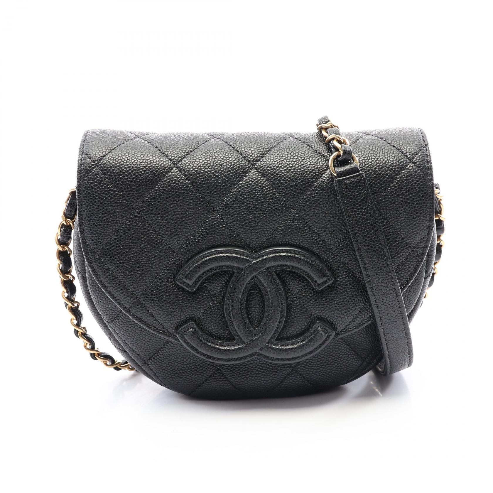 シャネル CHANEL マトラッセ ミニ メッセンジャー ショルダーバッグ バッグ キャビアスキン(グレインドカーフ) レディース ブラック系 AS3867 【中古】