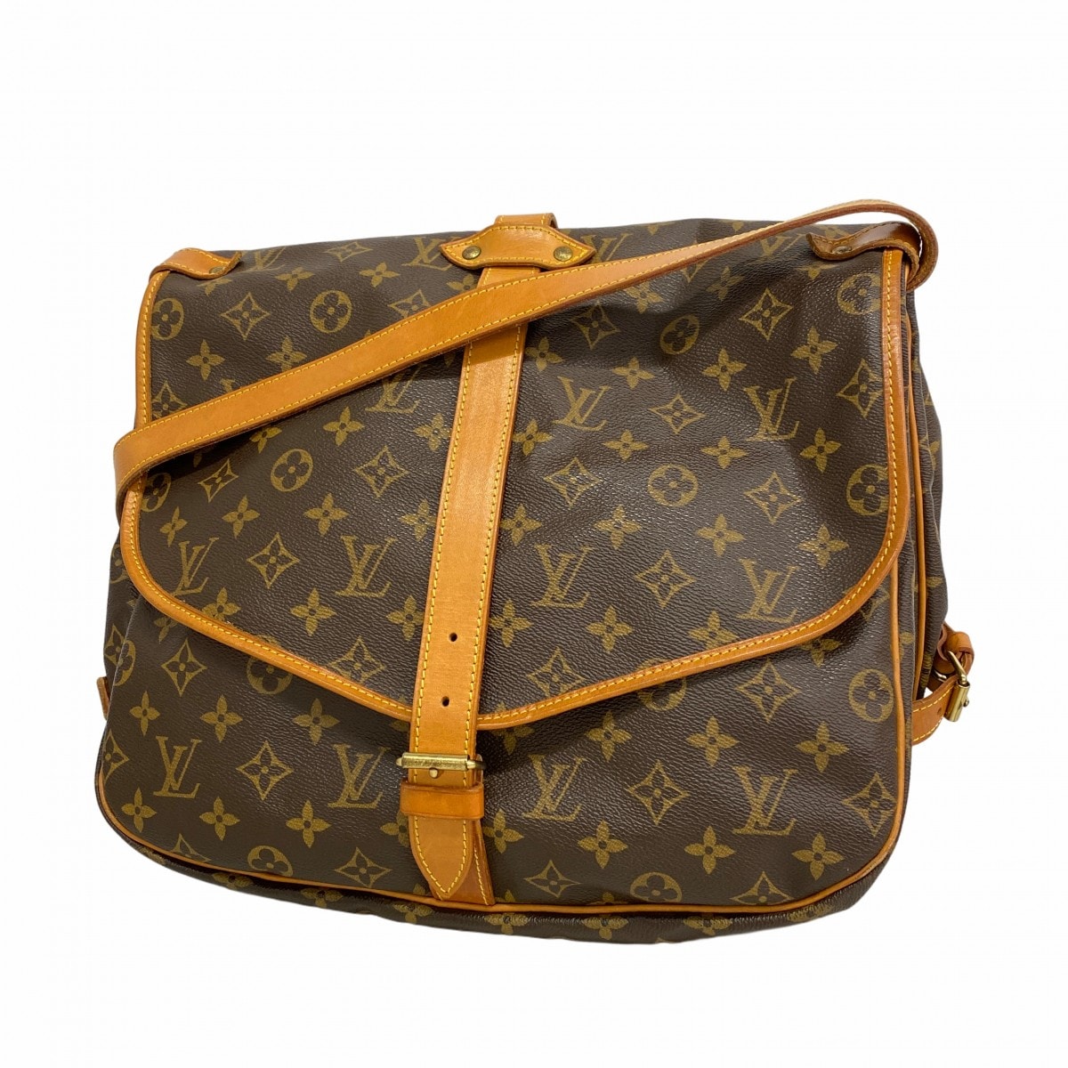 【6dd5355】ルイヴィトン ショルダーバッグ モノグラム ソミュール35 M42254 ブラウン【中古】レディース