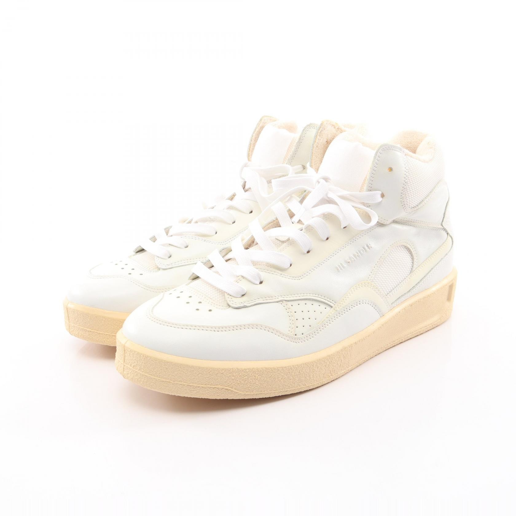 ジルサンダー JIL SANDER ハイトップ スニーカー 靴 レザー ファブリック メンズ ホワイト系 【中古】
