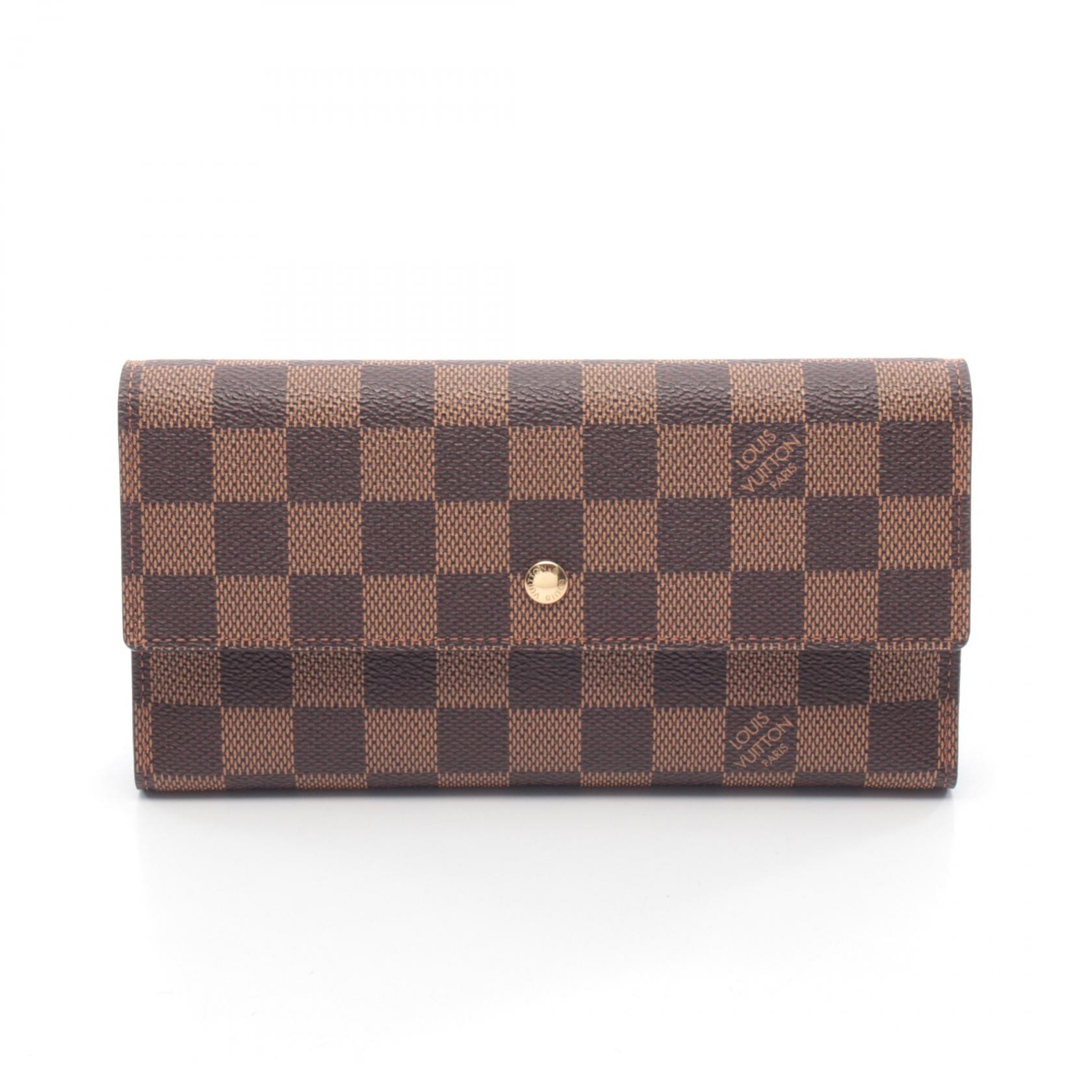 ルイ・ヴィトン LOUIS VUITTON ポルトフォイユ インターナショナル 三つ折り長財布 財布 レザー PVC ダミエ エベヌ レディース ブラウン系 N61217 【中古】