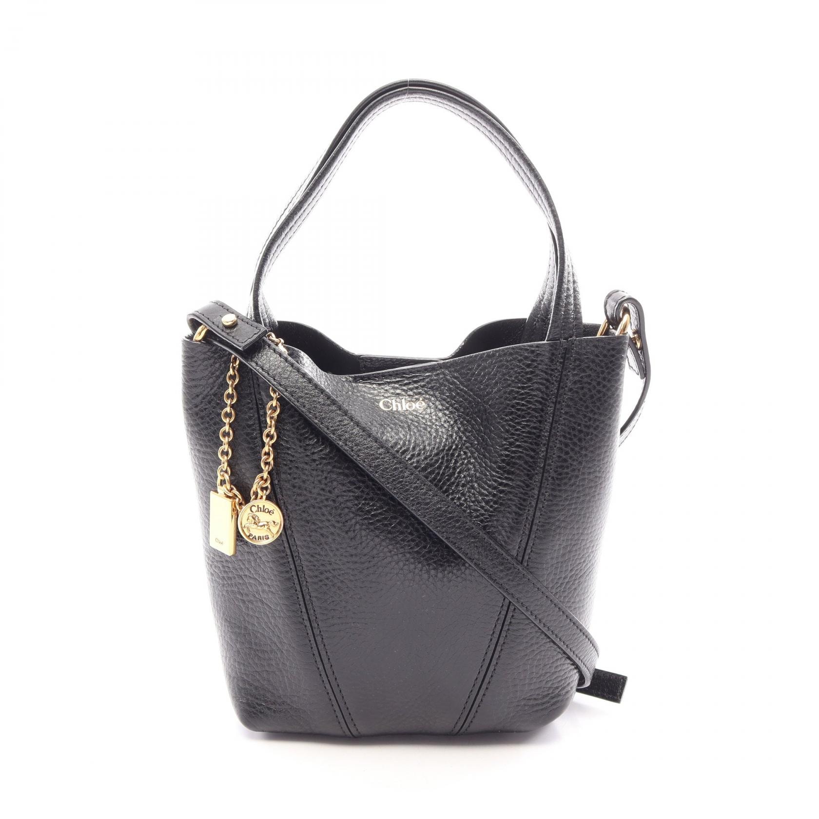 クロエ Chloe SPIN スモール 2WAY ハンドバッグ バッグ レザー レディース ブラック系 CH25SS812N84001 【中古】