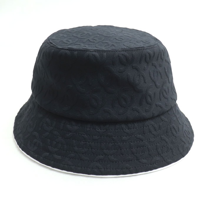 CHANEL シャネル ココマーク柄 バケットハット ハット ブラック AAA955 S ミックスファイバー レディース【中古】【美品】