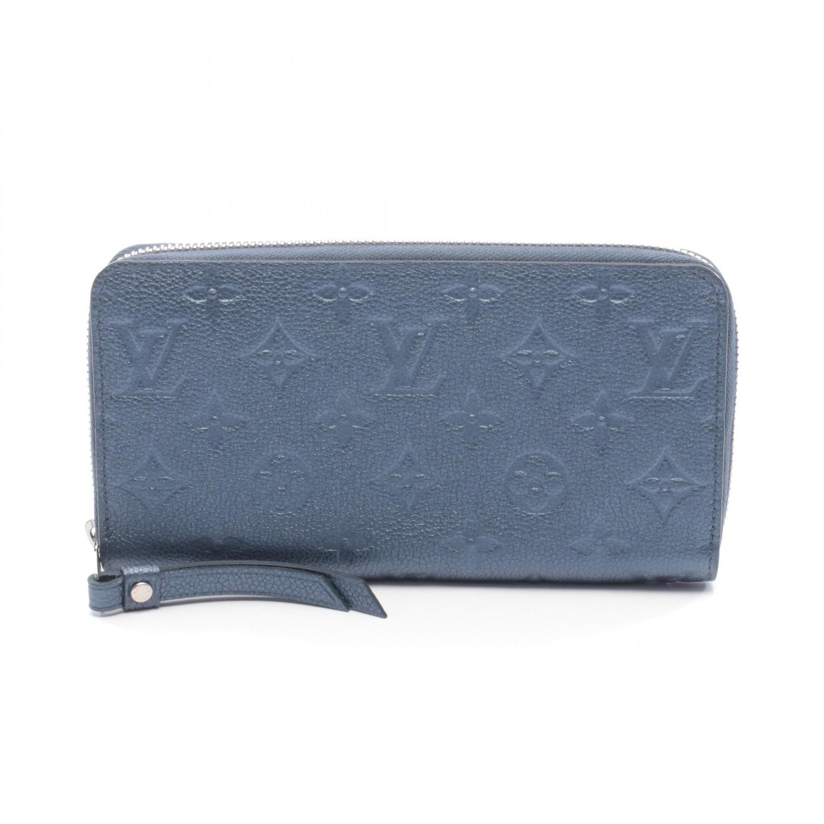 ルイ・ヴィトン LOUIS VUITTON ジッピーウォレット フライトモードコレクション ラウンド長財布 財布 レザー モノグラム・アンプラント レディース ブルー系 M80958 【中古】