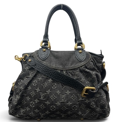 LOUIS VUITTON 美品 ルイヴィトン ネオカヴィMM モノグラムデニム ノワール 2way ハンドバッグ ショルダーバッグ M95351 デニム レザー VI4087 ブラック ワンショルダー セミショルダー Y2K LV ABランク 中古 鑑定済