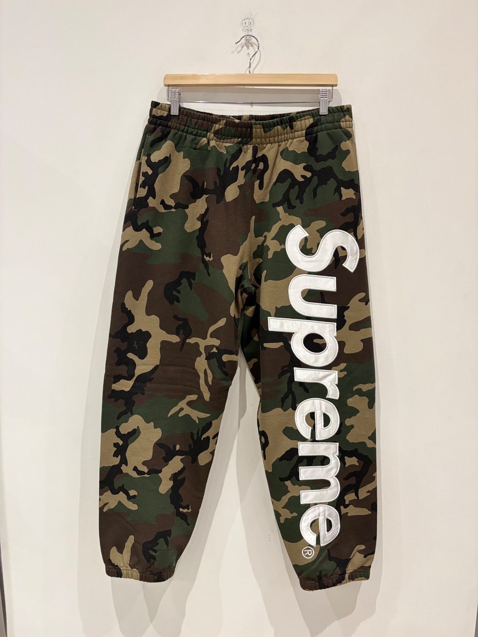 Supreme Satin Applique Sweatpant (26SS) "Woodland Camo"