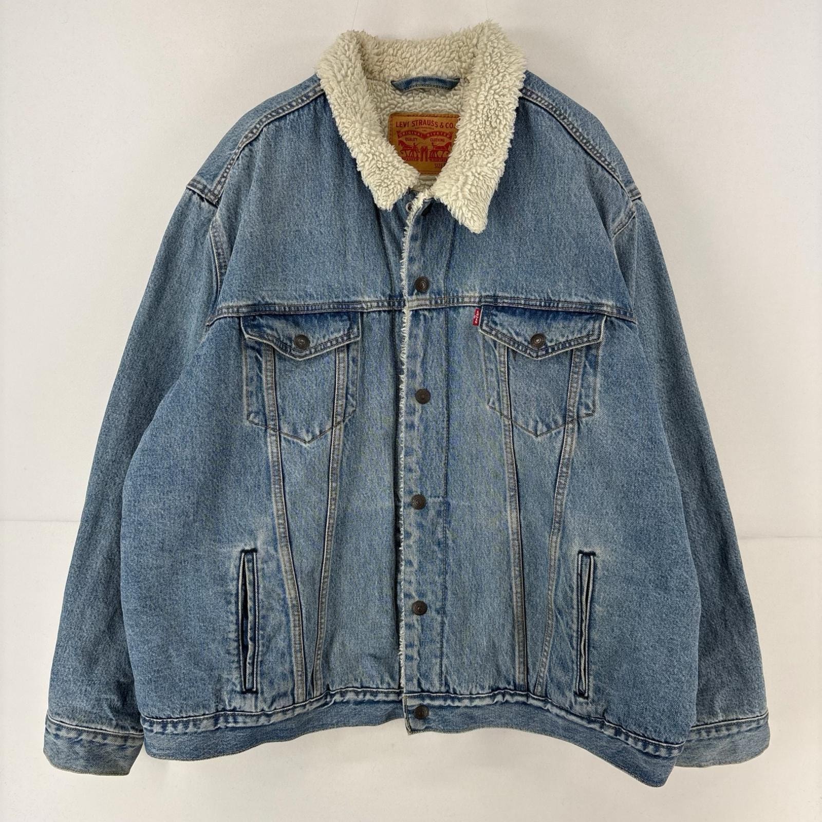古着 リーバイス Levi's デニム ジャケット ボアライナー トラッカージャケット スナップボタン ジージャン 2XL  ブルー メンズ