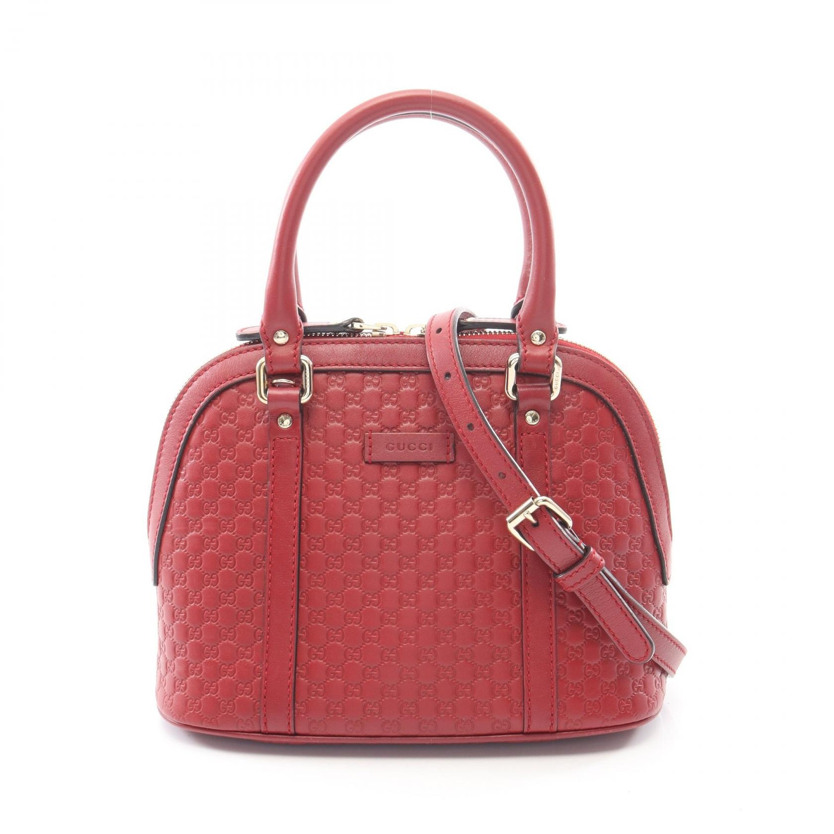 グッチ GUCCI マイクログッチシマ 2WAY ハンドバッグ バッグ レザー レディース レッド系 449654 【中古】