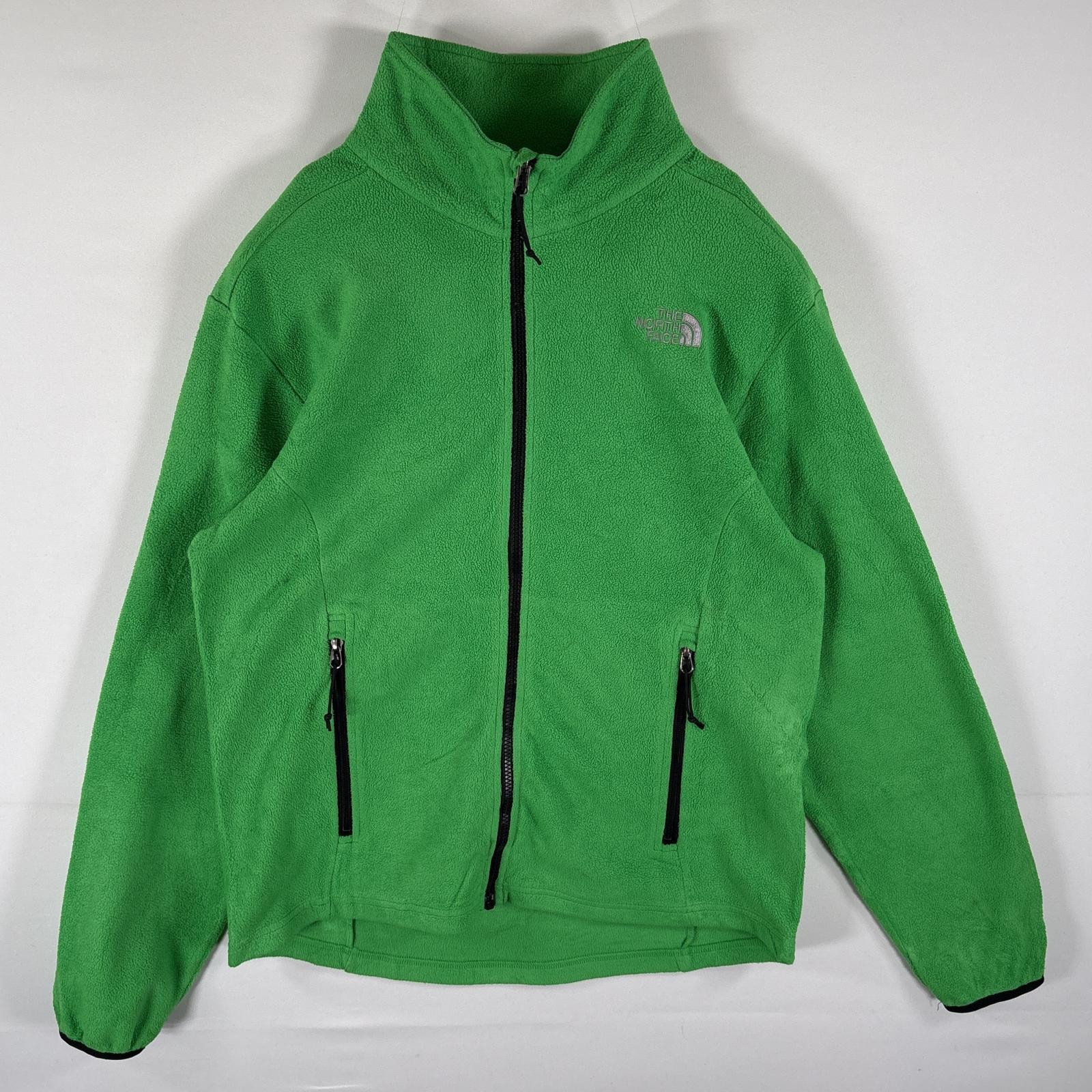 古着 ザ・ノースフェイス THE NORTH FACE フリースジャケット フルジップ ワンポイントロゴ刺繍 アウトドア M  グリーン メンズ