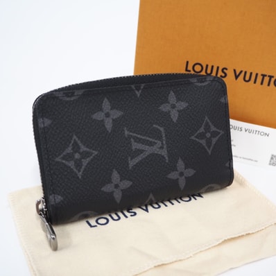 極美品 LOUIS VUITTON ルイ・ヴィトン モノグラム エクリプス ジッピーコインパース M81662 コインケース ブラック グレー コーティングキャンバス レザー メンズ